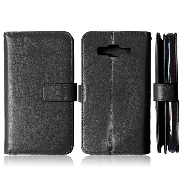 9 Card Slots Wallet Crazy Horse Leather Case for Samsung Galaxy J5 SM-J500F - Black-2