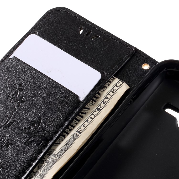 Imprinted Butterfly Flowers Leather Wallet Case for Samsung Galaxy J1 mini prime - Black-10