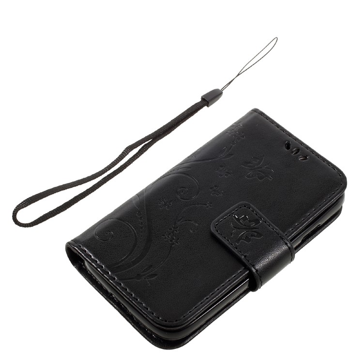 Imprinted Butterfly Flowers Leather Wallet Case for Samsung Galaxy J1 mini prime - Black-7