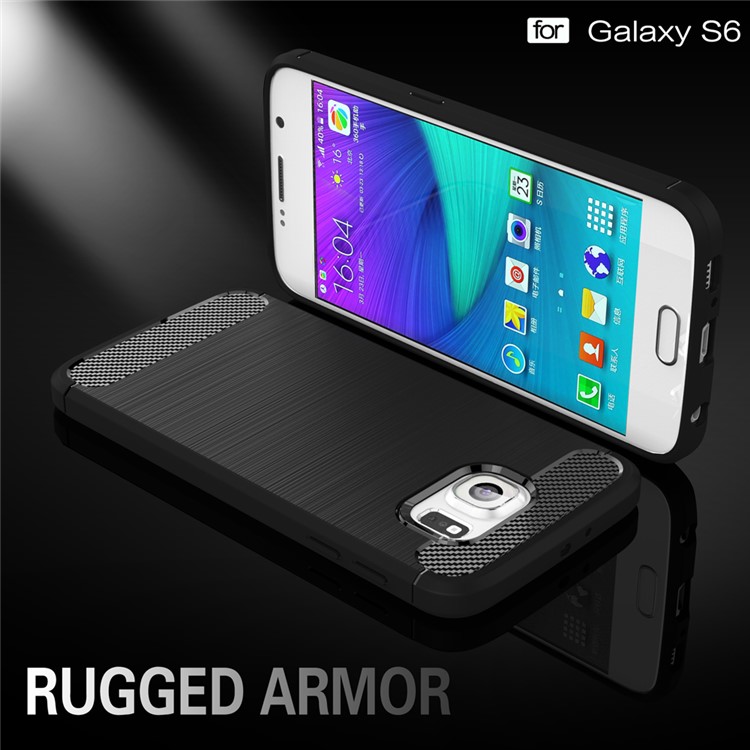 Carbon Fiber Texture Brushed TPU Phone Case for Samsung Galaxy S6 G920 - Black-2