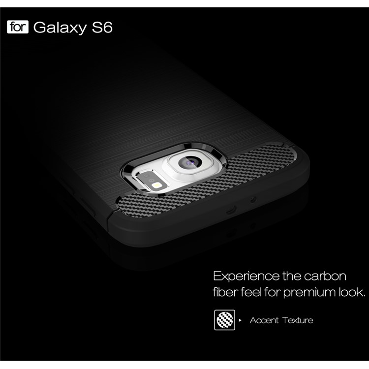 Carbon Fiber Texture Brushed TPU Phone Case for Samsung Galaxy S6 G920 - Black-3