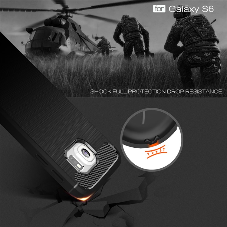 Carbon Fiber Texture Brushed TPU Phone Case for Samsung Galaxy S6 G920 - Black-5