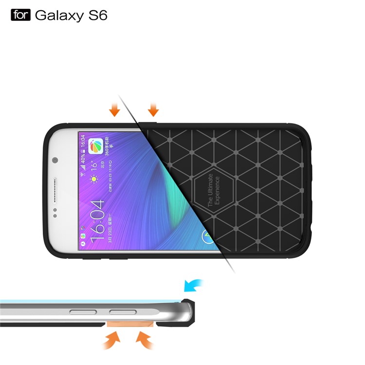 Carbon Fiber Texture Brushed TPU Phone Case for Samsung Galaxy S6 G920 - Black-7