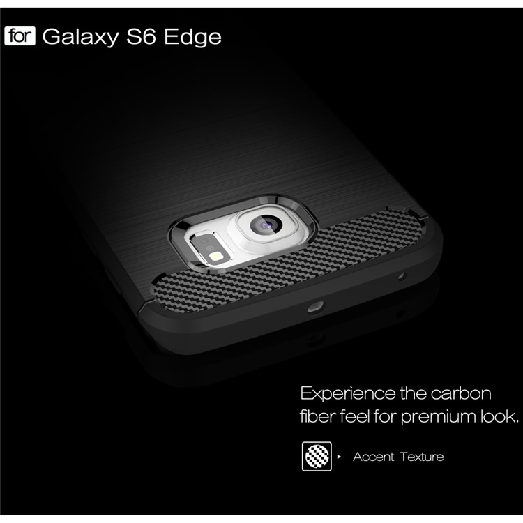 Carbon Fibre Brushed TPU Case for Samsung Galaxy S6 edge SM-G925 - Black-3