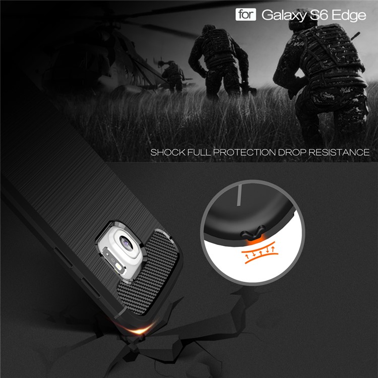 Carbon Fibre Brushed TPU Case for Samsung Galaxy S6 edge SM-G925 - Black-5