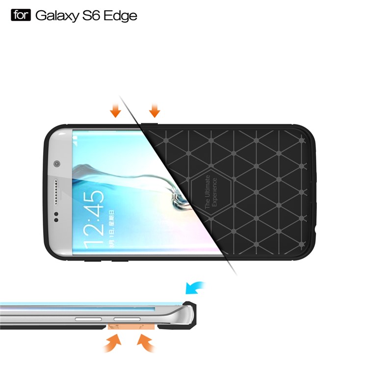 Carbon Fibre Brushed TPU Case for Samsung Galaxy S6 edge SM-G925 - Black-7