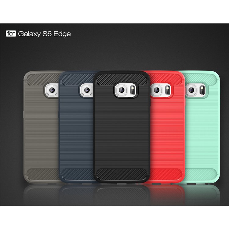 Carbon Fibre Brushed TPU Case for Samsung Galaxy S6 edge SM-G925 - Black-9