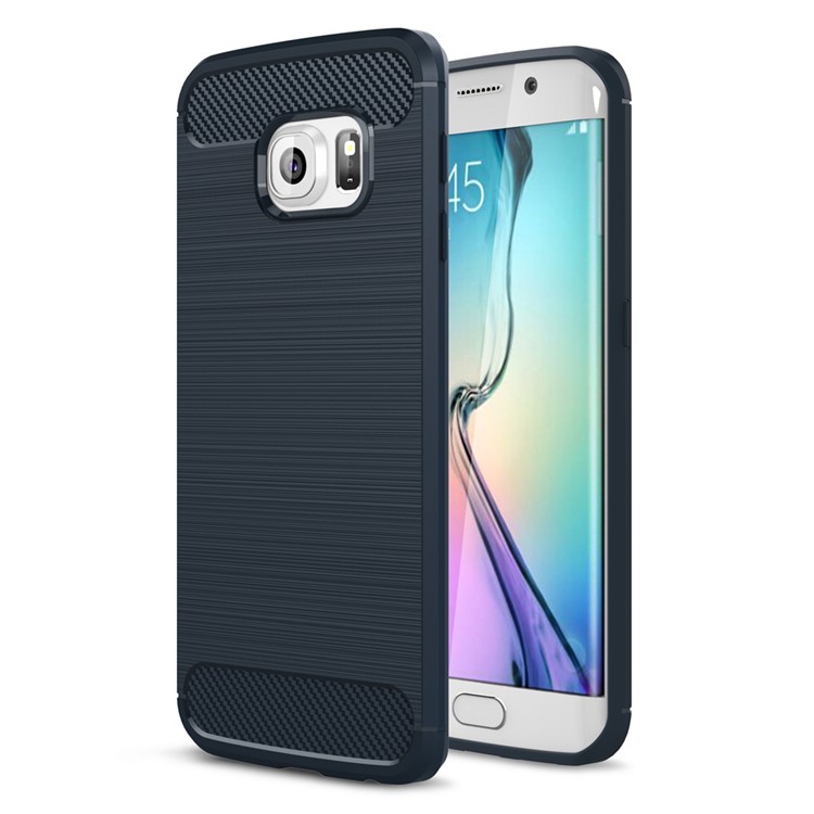 Углеродный волокно щеткой корпус телефона tpu для галактики samsung s6 край sm-g925 - темно-синий