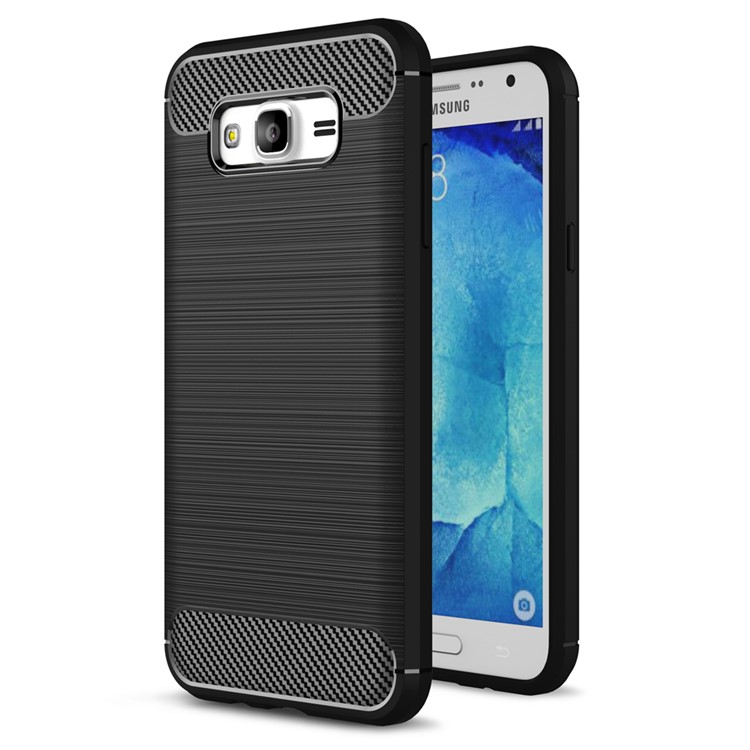 Carbon Fibre Brushed TPU Case for Samsung Galaxy J5 SM-J500F - Black-1