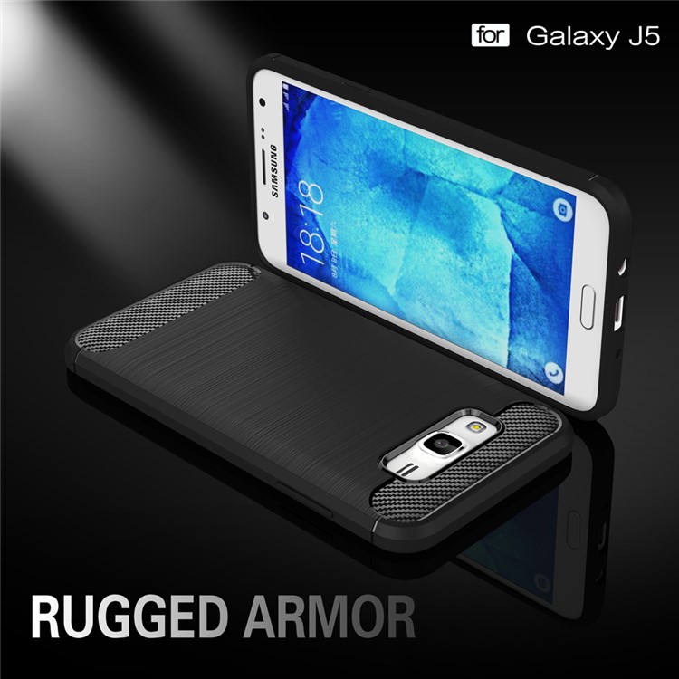 Carbon Fibre Brushed TPU Case for Samsung Galaxy J5 SM-J500F - Black-2
