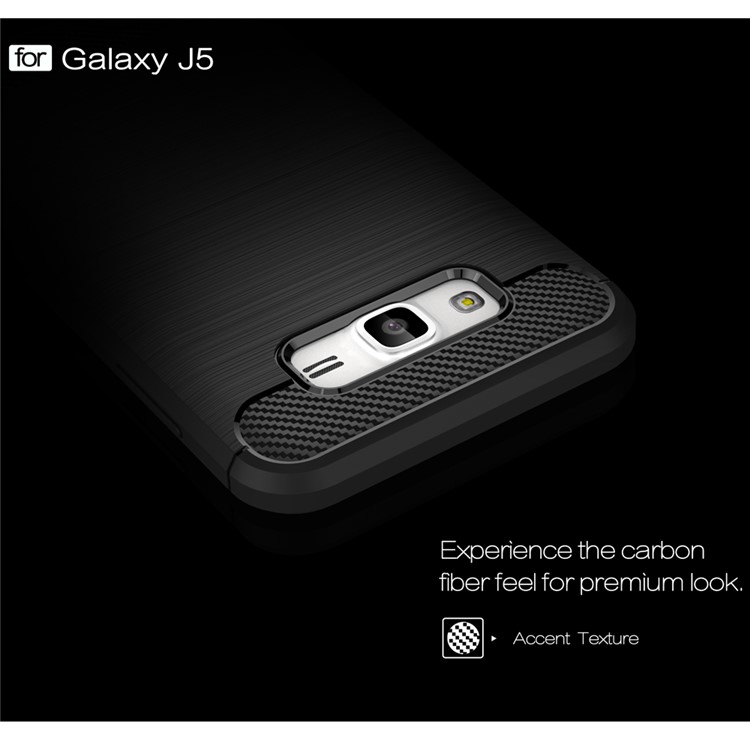 Carbon Fibre Brushed TPU Case for Samsung Galaxy J5 SM-J500F - Black-3