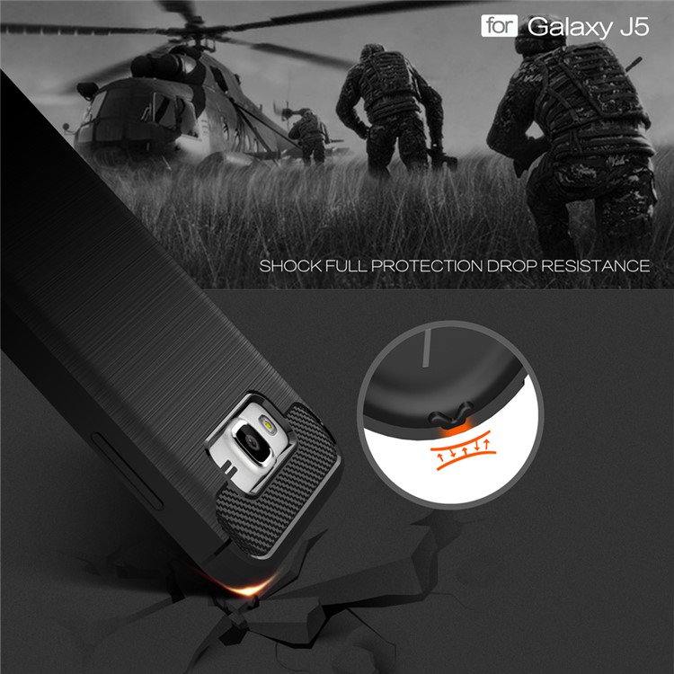 Carbon Fibre Brushed TPU Case for Samsung Galaxy J5 SM-J500F - Black-5