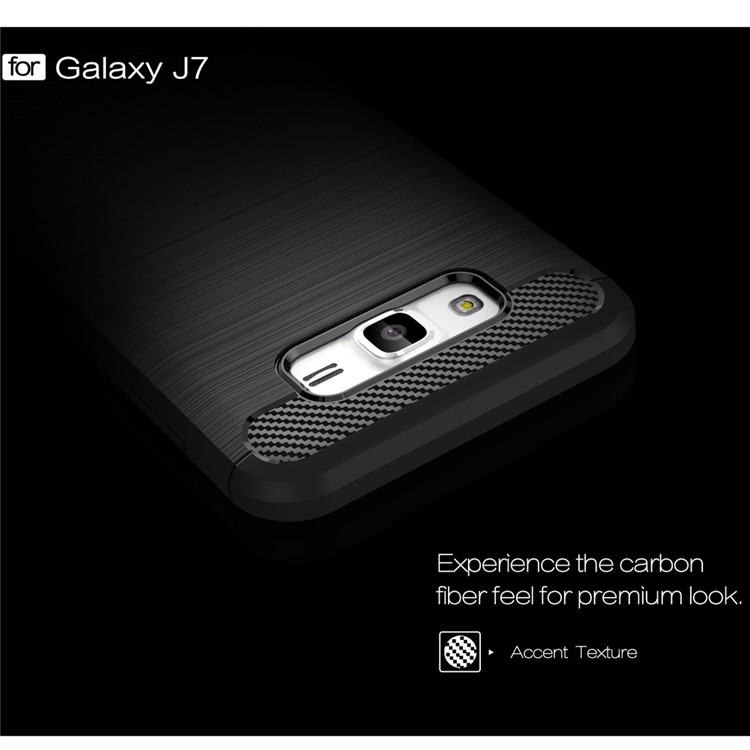 Carbon Fibre Brushed TPU Cover for Samsung Galaxy J7 SM-J700F - Black-3