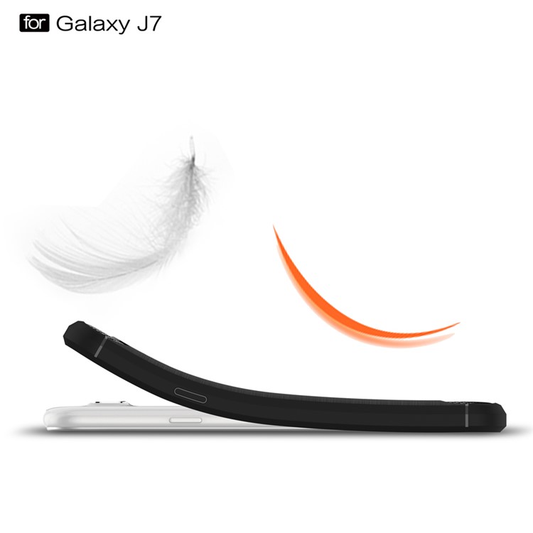 Carbon Fibre Brushed TPU Cover for Samsung Galaxy J7 SM-J700F - Black-4