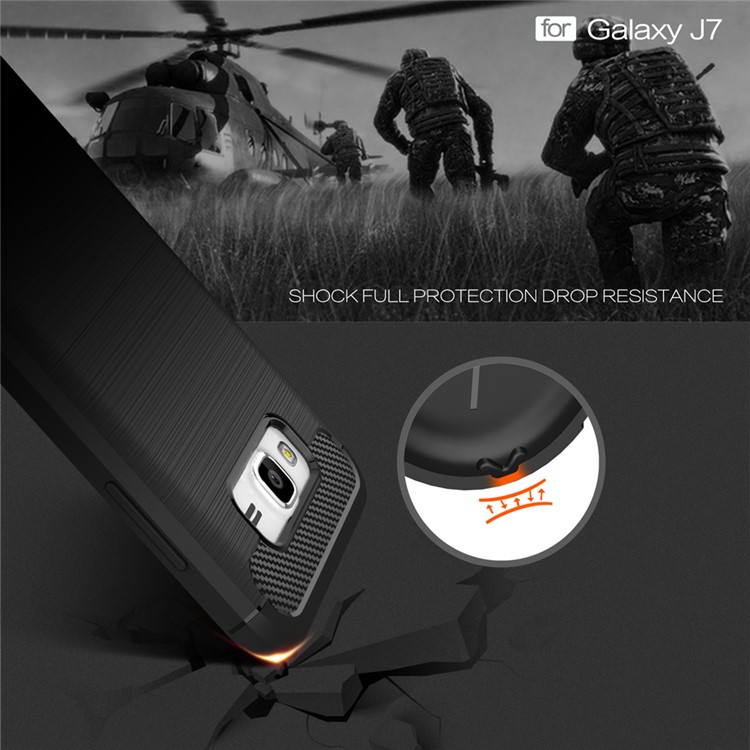 Carbon Fibre Brushed TPU Cover for Samsung Galaxy J7 SM-J700F - Black-5