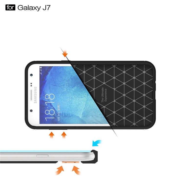Carbon Fibre Brushed TPU Cover for Samsung Galaxy J7 SM-J700F - Black-7