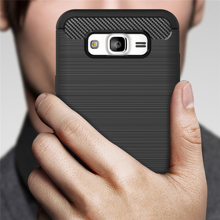Carbon Fibre Brushed TPU Cover for Samsung Galaxy J7 SM-J700F - Black-8