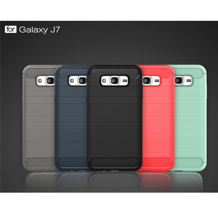 Carbon Fibre Brushed TPU Cover for Samsung Galaxy J7 SM-J700F - Black-9