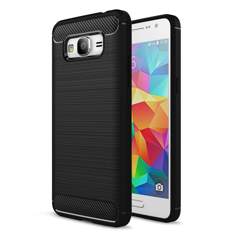 Carbon Fibre Brushed TPU Case for Samsung Galaxy Grand Prime SM-G530 - Black-1