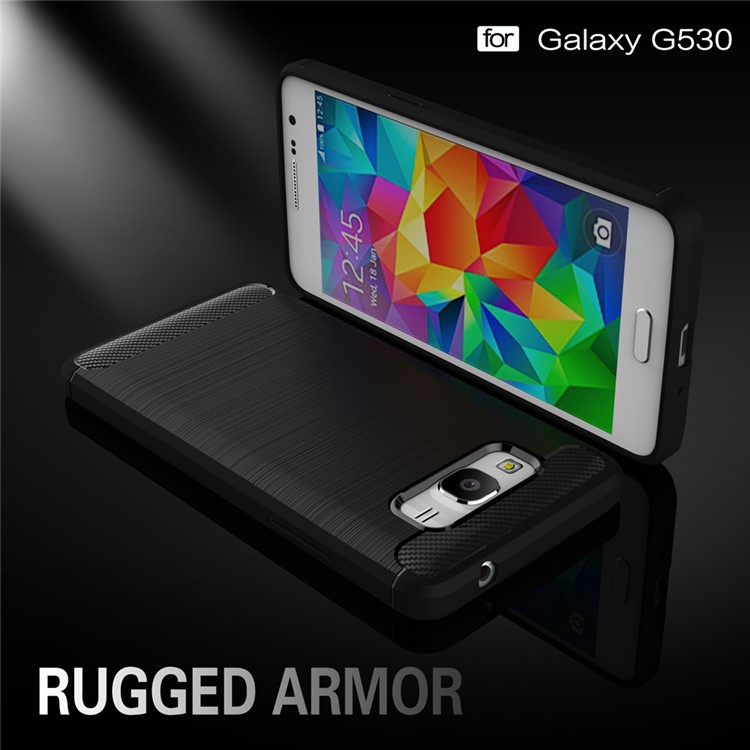 Carbon Fibre Brushed TPU Case for Samsung Galaxy Grand Prime SM-G530 - Black-2