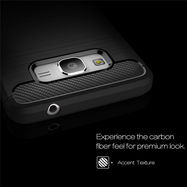 Carbon Fibre Brushed TPU Case for Samsung Galaxy Grand Prime SM-G530 - Black-3