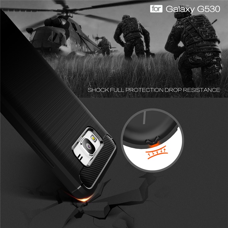 Carbon Fibre Brushed TPU Case for Samsung Galaxy Grand Prime SM-G530 - Black-5