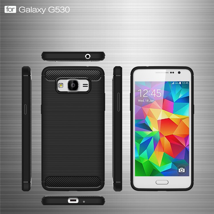 Carbon Fibre Brushed TPU Case for Samsung Galaxy Grand Prime SM-G530 - Black-6