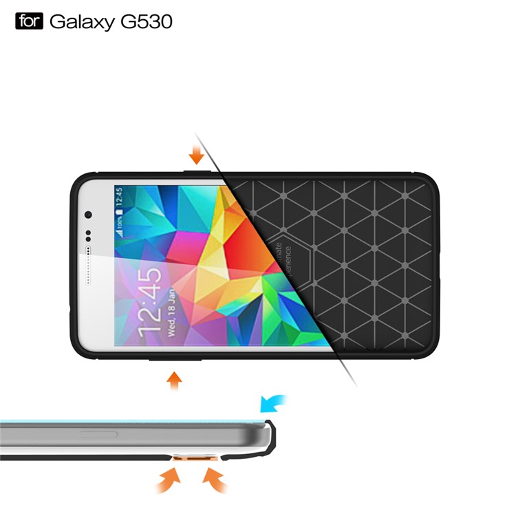 Carbon Fibre Brushed TPU Case for Samsung Galaxy Grand Prime SM-G530 - Black-7