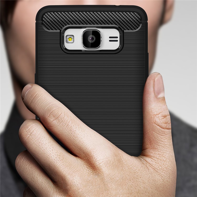 Carbon Fibre Brushed TPU Case for Samsung Galaxy Grand Prime SM-G530 - Black-8