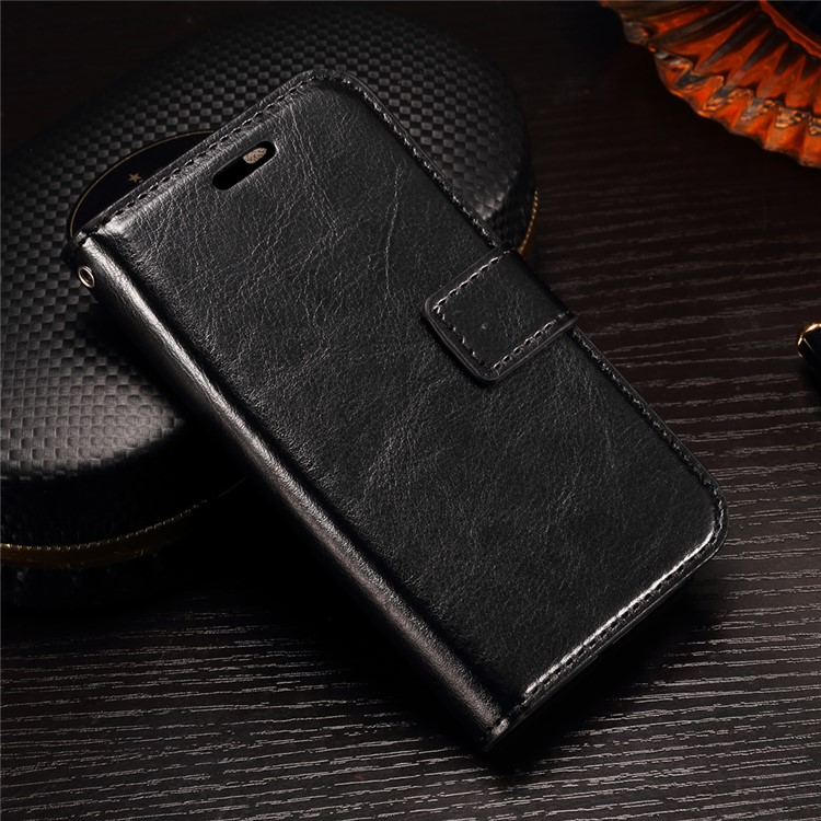 Crazy Horse Photo Slot Wallet Leather Case for Samsung Galaxy J1 mini prime - Black-1