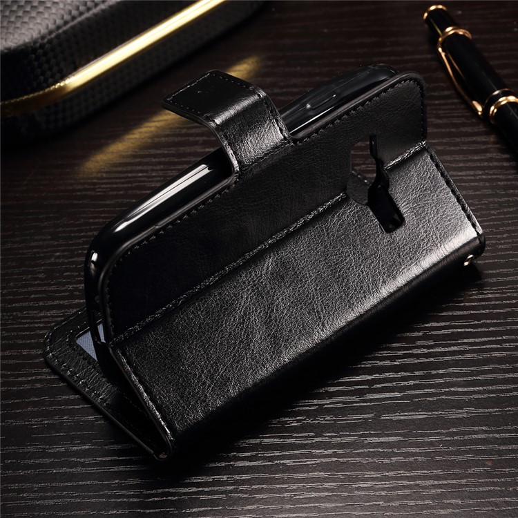 Crazy Horse Photo Slot Wallet Leather Case for Samsung Galaxy J1 mini prime - Black-3
