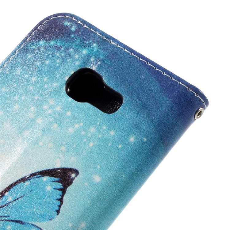 Pattern Printing Phone Case Leather Wallet for Samsung Galaxy A5 2017 - Blue Butterfly-8