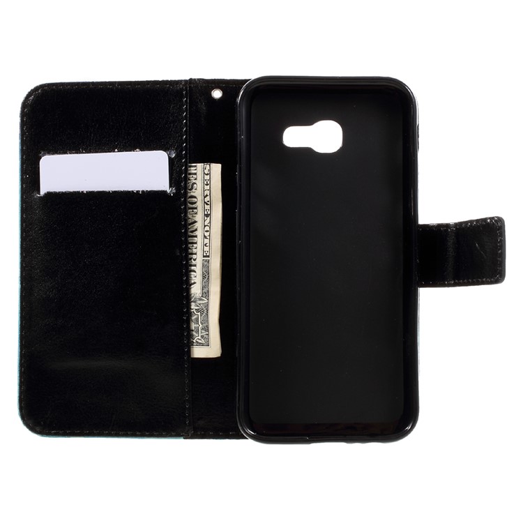 Printing Pattern Mobile Case Leather Wallet for Samsung Galaxy A3 2017 - Blue Butterfly-6