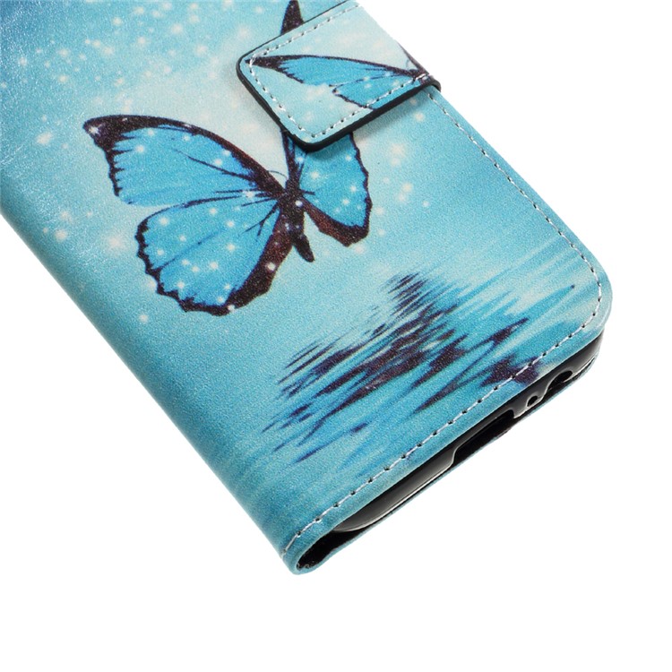 Printing Pattern Mobile Case Leather Wallet for Samsung Galaxy A3 2017 - Blue Butterfly-7