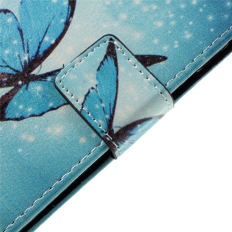 Printing Pattern Mobile Case Leather Wallet for Samsung Galaxy A3 2017 - Blue Butterfly-9