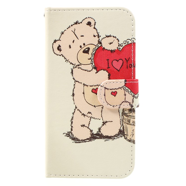

Pattern Printing Card Slots Leather Cover for Samsung A3 2017 - Bear Holding Red Heart, Galaxy A3 (2017)