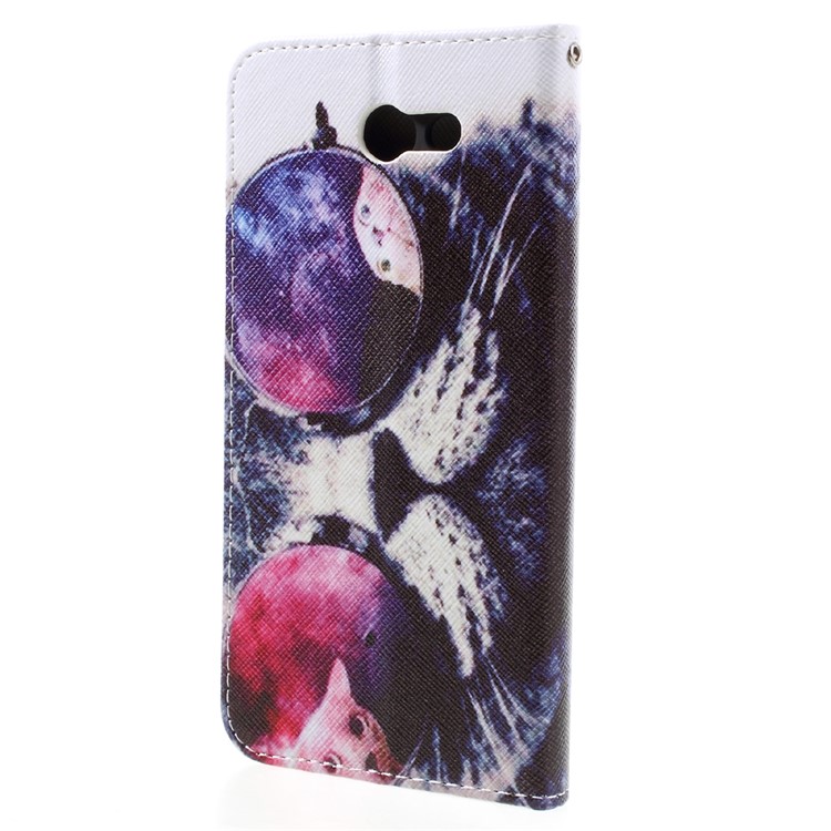 Patterned Leather Wallet Mobile Case for Samsung Galaxy J7 (2017) - Cool Cat in Glasses-3