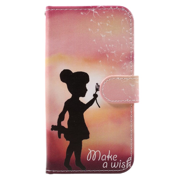 Patterned Leather Wallet Cell Phone Case for Samsung Galaxy J3 Emerge , Girl Making a Wish