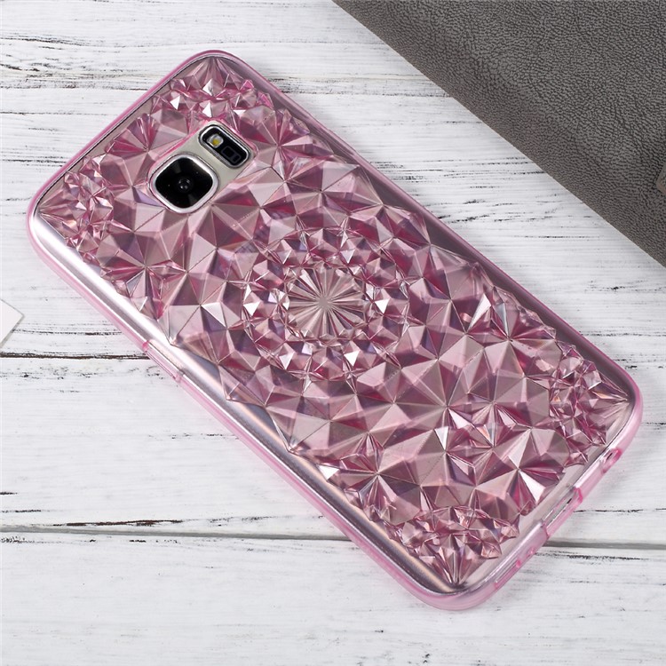 SULADA 3D Diamond Pattern TPU Phone Case for Samsung Galaxy S7 G930 - Pink-4