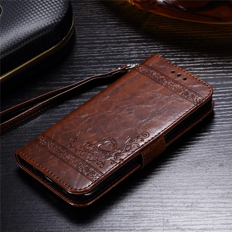 Detachable Imprinted Oil Wax Leather Wallet Stand Cover for Samsung Galaxy S7 edge G935 Built-in Magnetic Holder Metal Sheet - Brown-3