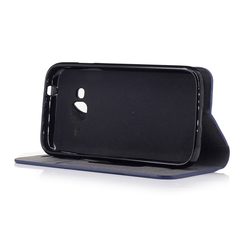 Bi-color Canvas Leather Card Holder Phone Case for Samsung Galaxy J1 Mini Prime - Dark Grey-4