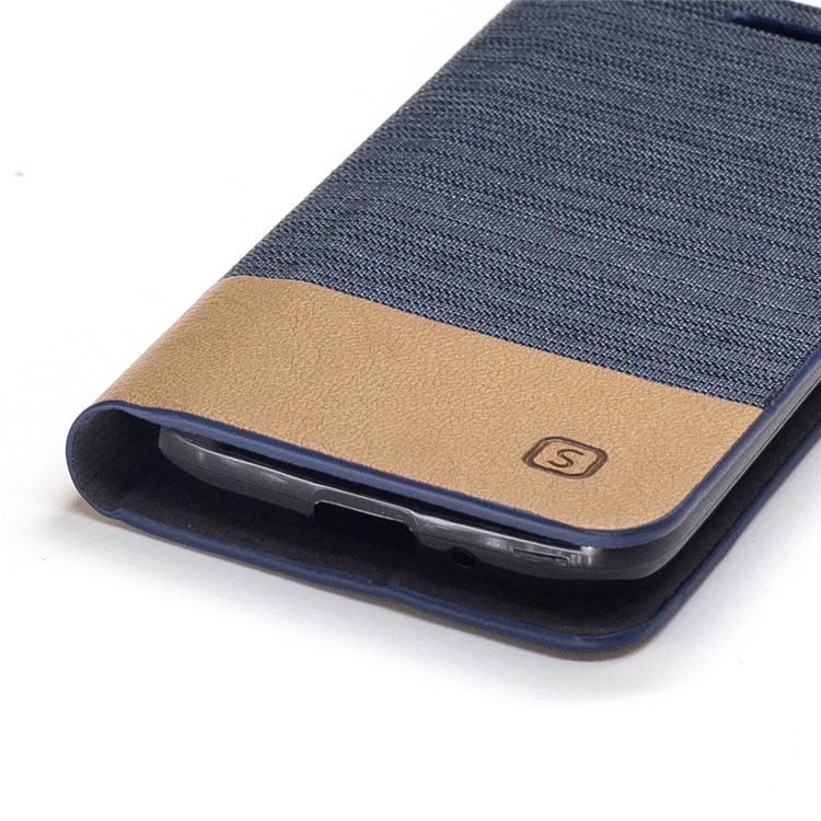 Bi-color Canvas Leather Card Holder Phone Case for Samsung Galaxy J1 Mini Prime - Dark Grey-5