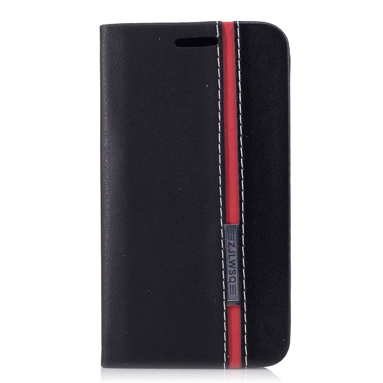Bi-color Leather Card Holder Mobile Casing for Samsung Galaxy J1 mini prime - Black-1