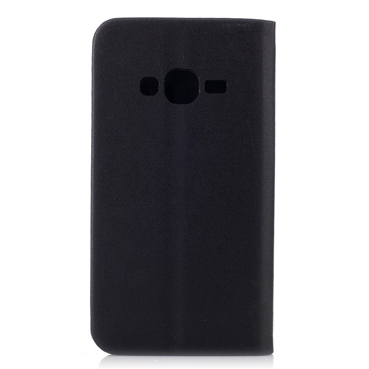 Bi-color Leather Card Holder Mobile Casing for Samsung Galaxy J1 mini prime - Black-2