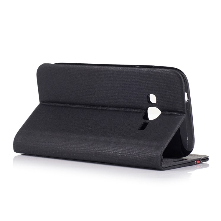 Bi-color Leather Card Holder Mobile Casing for Samsung Galaxy J1 mini prime - Black-3