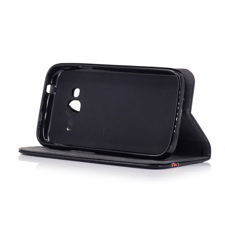 Bi-color Leather Card Holder Mobile Casing for Samsung Galaxy J1 mini prime - Black-4