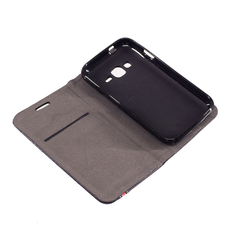 Bi-color Leather Card Holder Mobile Casing for Samsung Galaxy J1 mini prime - Black-7