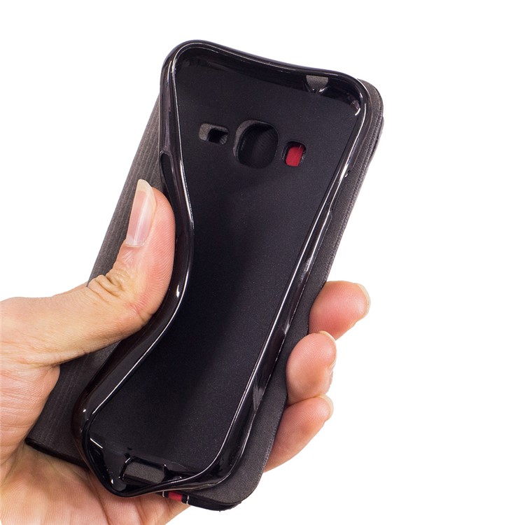 Bi-color Leather Card Holder Mobile Casing for Samsung Galaxy J1 mini prime - Black-8