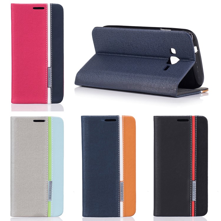 Bi-color Leather Card Holder Mobile Casing for Samsung Galaxy J1 mini prime - Black-9