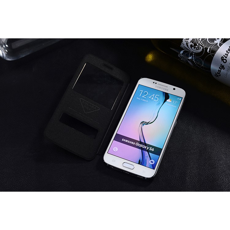 SULADA Dual Window View Leather Phone Case for Samsung Galaxy S6 G920 - Black-3